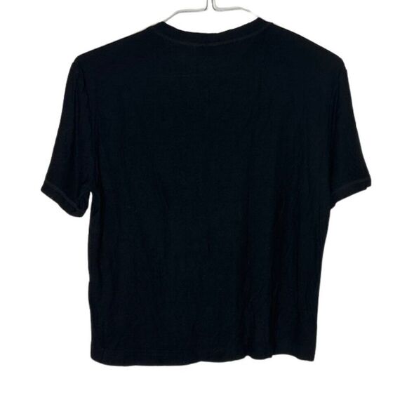 Georgio Armani Women's Black T-Shirt with Velvet Oversized Logo Size 46 (XL/10) - Picture 3 of 7